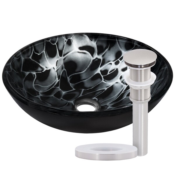 Novatto TARTARUGA Glass Vessel Bathroom Sink Set, Brushed Nickel NOHP-G012BN - main